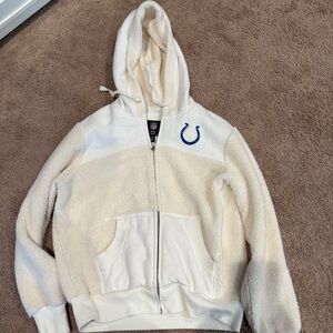 NFL White and Cream Hoodie with Blue Logo